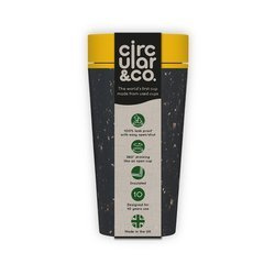 Kruhový hrnek na opakované použití 340 ml Black & Electric Mustard, 1 ks.
