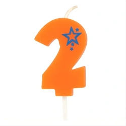 Narozeninová svíčka Oranžová číslice „2“, 1 ks.