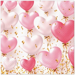 Třívrstvé ubrousky "Heart Baloons", 1/4, 33 x 33 cm 20 ks