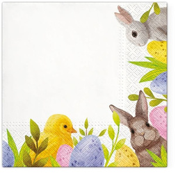 Třívrstvé ubrousky Bunny Corner, 1/4, 33 x 33 cm 20 ks