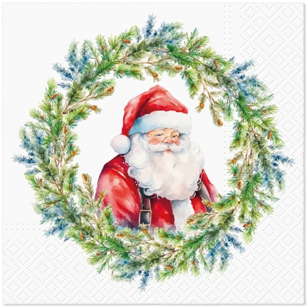 Třívrstvé ubrousky "Joyful Claus", 1/4, 33 x 33 cm 20 ks.