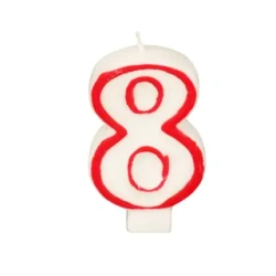 Narozeninová svíčka bílá číslice „8“, 1 ks.