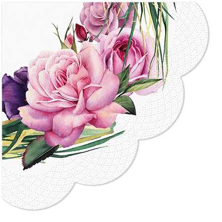 Ubrousky kulaté trivrstvé „Wreath“, 1/4, průměr 32 cm, 12 ks