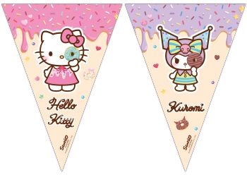 Papírová vlajková girlanda Hello Kitty & Kuromi 2,3 m 1 ks
