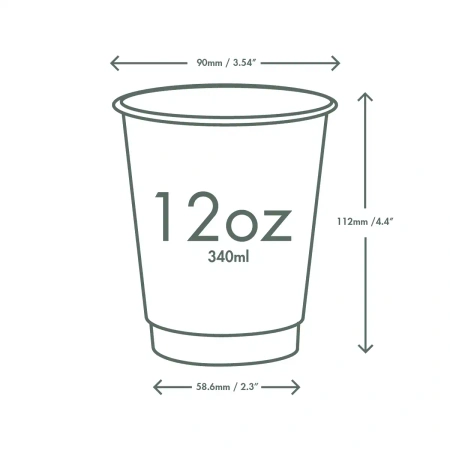 Dvoustěnný papírový kelímek černý 350 ml, průměr 90 mm 25 ks