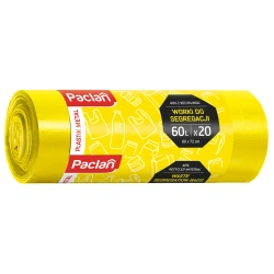 Pytle na třídění plastů žluté Paclan 60L, 50 x 72 cm, 20 ks
