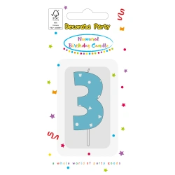 Narozeninová svíčka Modrá „3“, 1 ks
