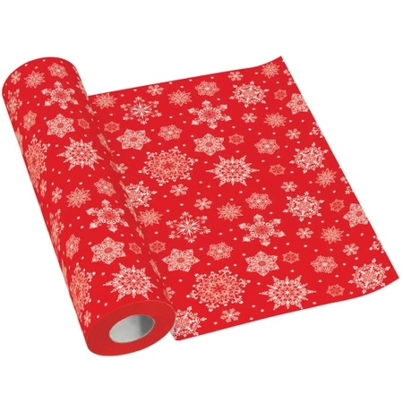 Bieżnik papierowy PREMIUM w rolce, "Snowflakes Red", 40 cm x 24 m 1 szt.