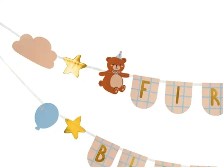 Papírový banner „Happy Birthday – Medvídci“, 2,55 m, 1 ks