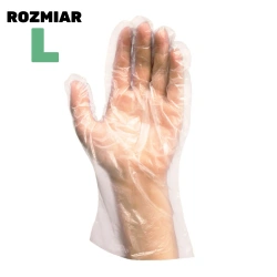 Průhledné hdpe jednorázové rukavice v bloku, "L", 100 ks