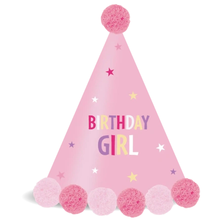 Papírové čepičky Birthday Girl, 1 ks