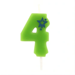 Narozeninová svíčka Zelená číslice „4“, 1 ks.