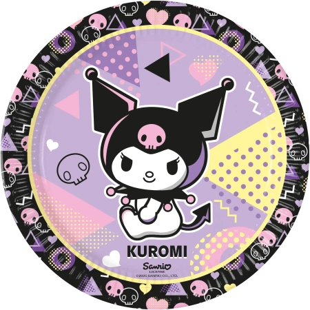 Papírové talíře „Kuromi“, 23 cm, 8 ks