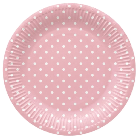 Kulatý papírový talíř "Dots Pink" o průměru 23 cm 8 ks.