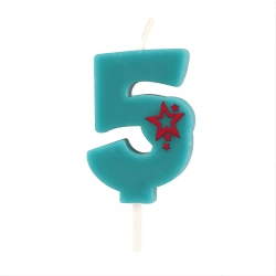 Narozeninová svíčka Modrá číslice „5“, 1 ks.