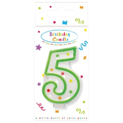 Narozeninová svíčka Puntíky „5“, 1 ks