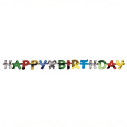 Papírová girlanda "Happy Birthday", 1,4 m, 1 ks.