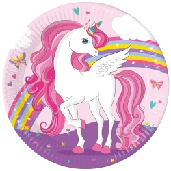 Papírové talíře „Unicorn“, 23 cm, 8 ks