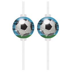 Papírová brčka Fotbal 20 cm, 4 ks.