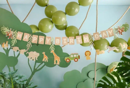Papírový banner „Happy Birthday Safari“, 1,8 m, 1 ks