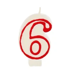 Narozeninová svíčka bílá číslice „6“, 1 ks.