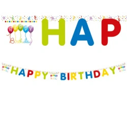 Papírový narozeninový banner Happy Birthday 2 m 1 ks