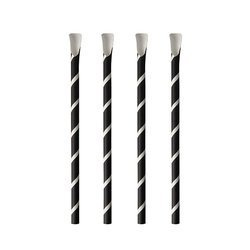 Papírová brčka se lžičkou černobílá 8/200 mm 100 ks.