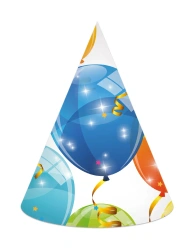 Papírové čepičky „Sparkling Balloons“, 6 ks