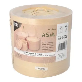 Parní košík z bambusu „ASIA“, výška 13,5 cm, průměr 15 cm, 3dílný, 1 ks