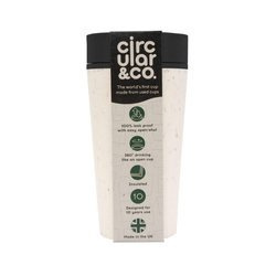Kruhový hrnek na opakované použití 340 ml Cream & Cosmic Black, 1 ks.