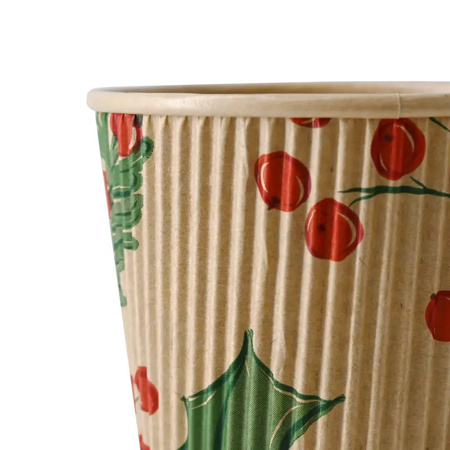 Kelímek z vlnitého kraftového papíru, disperzní, "Vánoční" 250 ml, ø 80 mm 25 ks.