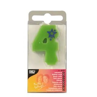 Narozeninová svíčka Zelená číslice „4“, 1 ks.