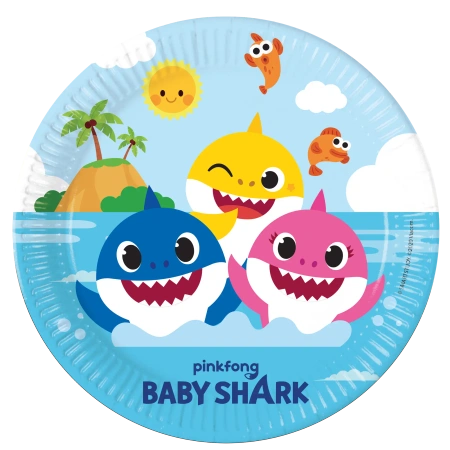 Papírové talíře „Baby Shark“, 23 cm, 8 ks