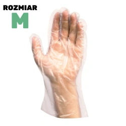 Průhledné hdpe jednorázové rukavice v bloku, "M", 100 ks