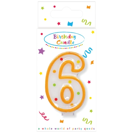 Narozeninová svíčka Puntíky „6“, 1 ks