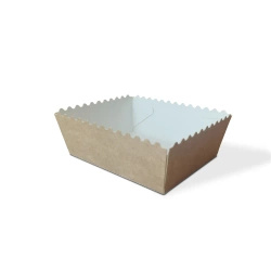 Papírová tácka hluboká kraft, volánkový okraj, 11 x 9 x 5 cm, 50 ks.