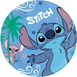 Papírové talíře „Stitch & Angel“, 23 cm, 8 ks