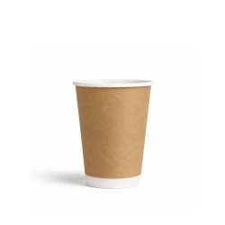 Papírový kelímek dvoustěnný kraft, lesklý, disperzní povlak 250 ml, průměr 80 mm, 25 ks