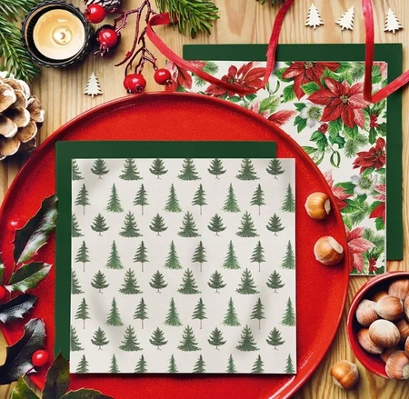 Ubrousky Premium Airlaid, "Conifer Forest", 1/4, 40 x 40 cm 50 ks.