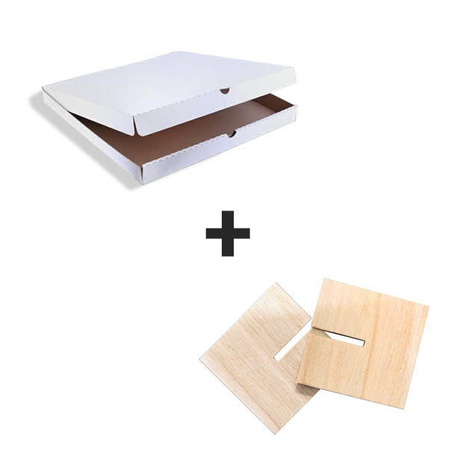 SADA: Krabice na pizzu bílá 32 x 32 x 4 cm 100 ks. + podpěra 100 ks