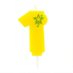 Narozeninová svíčka Žlutá číslice „1“, 1 ks.