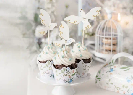 Dekorace na muffiny „Holubi“, 14,5 cm, 6 ks