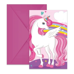 Pozvánky s obálkou Unicorn, 6 ks.