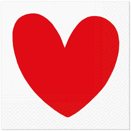 Třívrstvé ubrousky "Red Hearts", 1/4, 33 x 33 cm 20 ks
