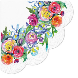 Ubrousky kulaté trivrstvé „Rose“, 1/4, průměr 32 cm, 12 ks