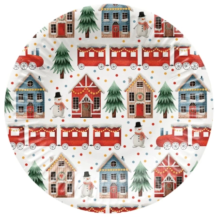 Kulatý papírový talíř "Cozy Christmas" průměr 18 cm, 8 ks.