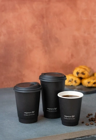 Dvoustěnný papírový kelímek černý 450 ml, průměr 90 mm 25 ks