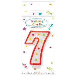 Narozeninová svíčka Puntíky „7“, 1 ks