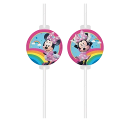 Papírová brčka Minnie Mouse, 22 cm, 4 ks.