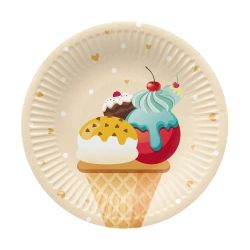 Kulatý papírový talíř "Zmrzlina" o průměru 18 cm 8 ks.